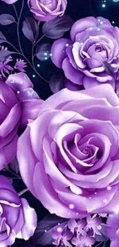 Purple roses and butterfly wallpaper.