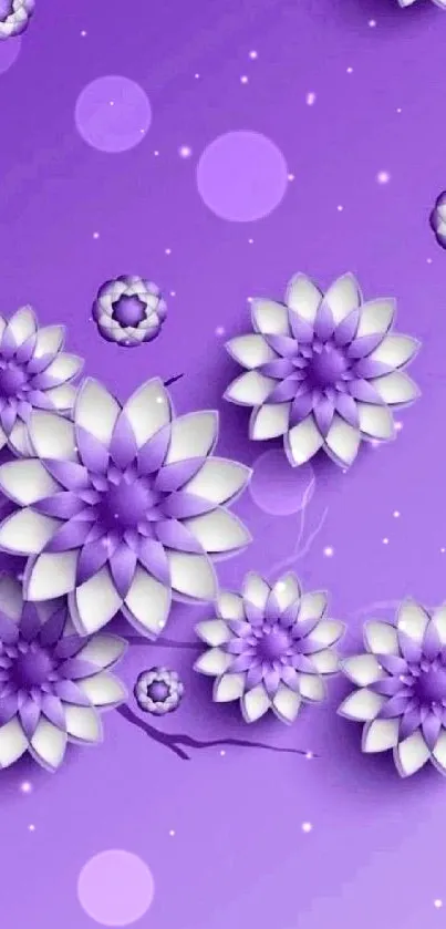 Purple floral wallpaper with elegant flowers.