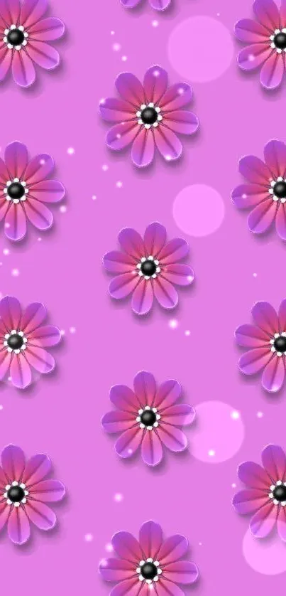 Purple floral wallpaper with lavender background and delicate blossoms.