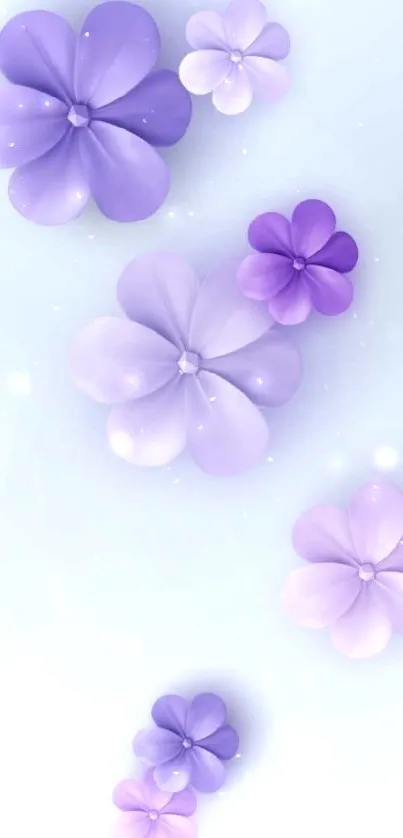 Purple floral wallpaper with gradient background for mobile.