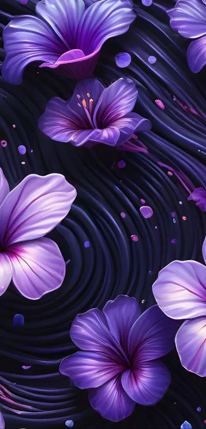 Purple hibiscus floral design wallpaper