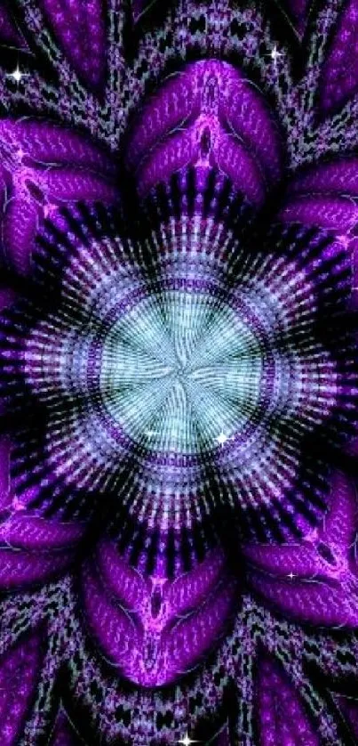 Purple fractal pattern with intricate design on a phone screen.