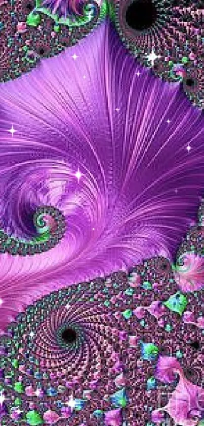 Intricate purple fractal design with vibrant colors.