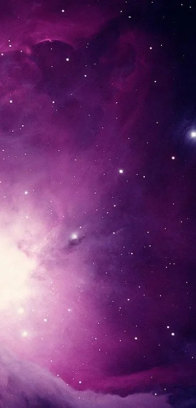 Purple galaxy wallpaper with stars and nebula.