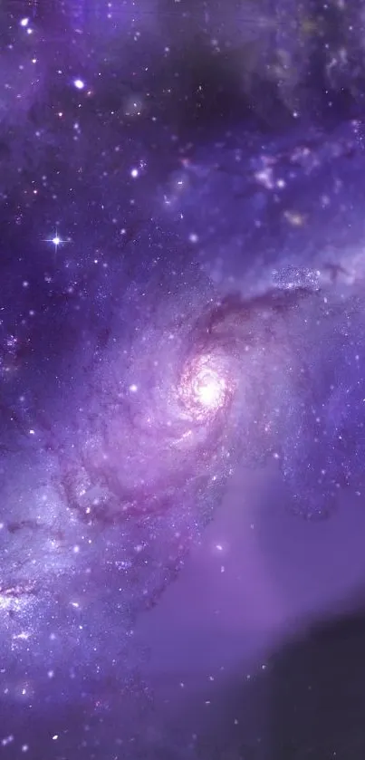 Purple galaxy swirling with stars, perfect mobile wallpaper.