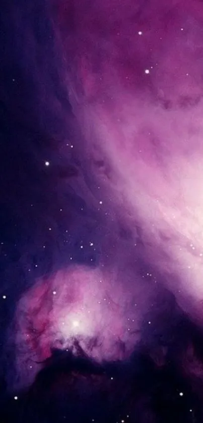 Purple galaxy wallpaper with stars and nebulas.