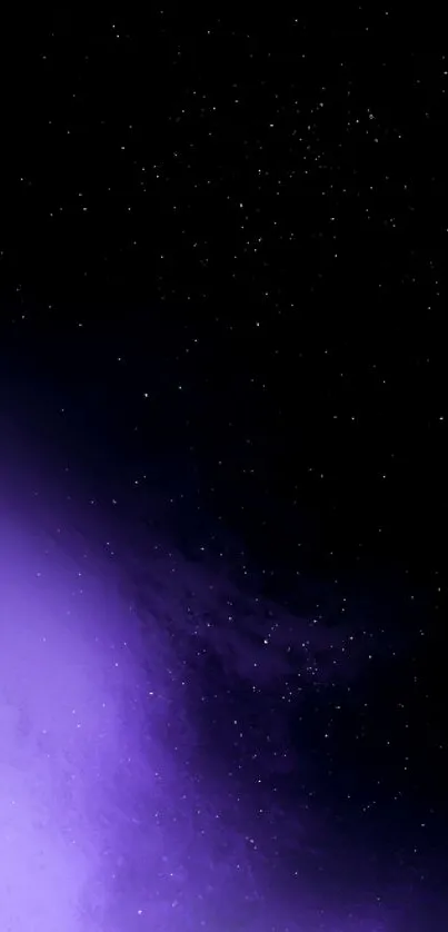 Purple galaxy wallpaper with starry night sky.