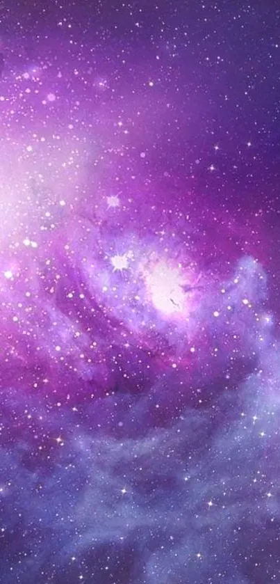 Purple galaxy with stars and nebulae in a stunning cosmic wallpaper.