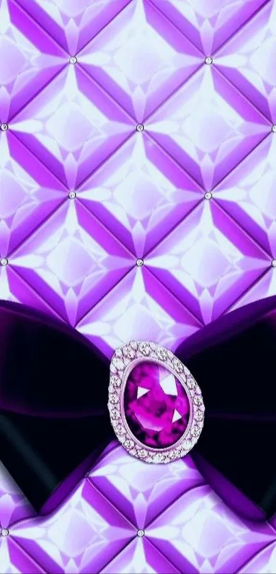 Elegant wallpaper with purple bow and jewel design.