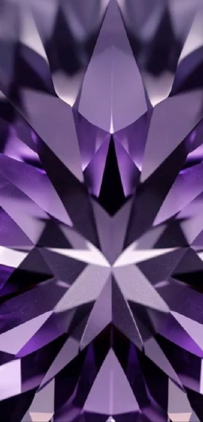 Abstract purple gemstone wallpaper with geometric design.