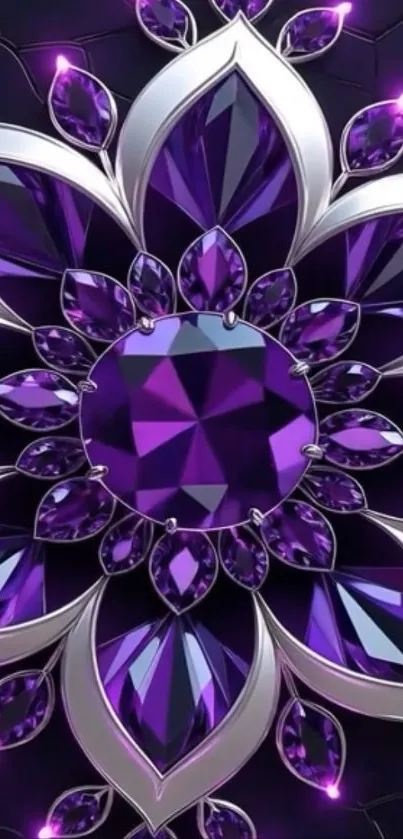 Geometric design with purple gemstones in a mobile wallpaper.