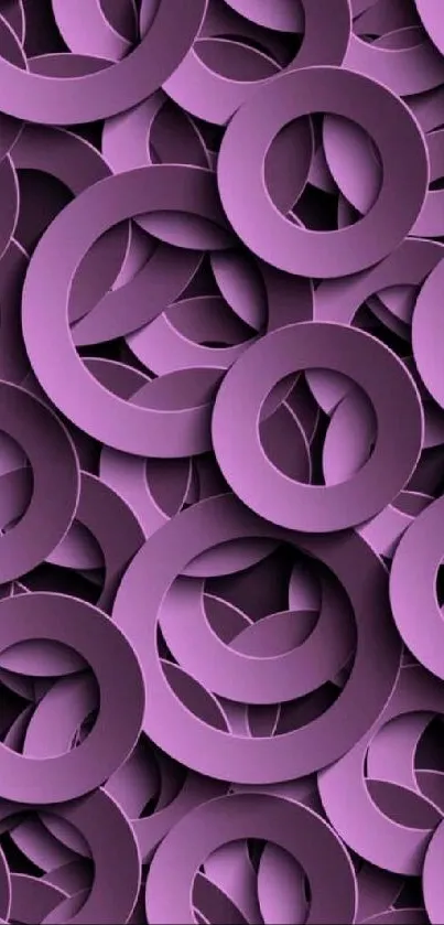 Purple geometric circles mobile wallpaper with abstract design.