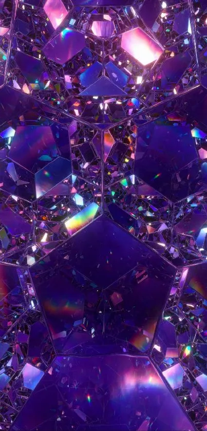 Purple crystal reflection wallpaper with prismatic design.