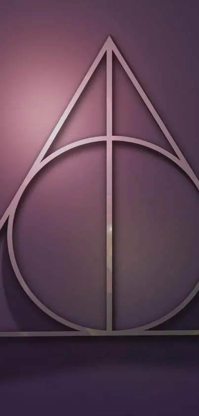 Purple geometric symbol on an elegant wallpaper background.