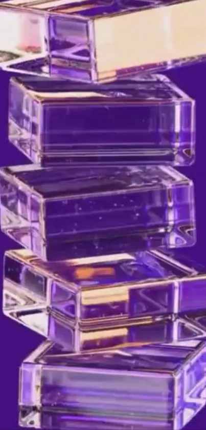 Transparent glass boxes stacked on a vibrant purple background.