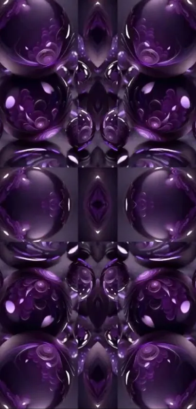 Purple glass sphere pattern wallpaper with abstract design.