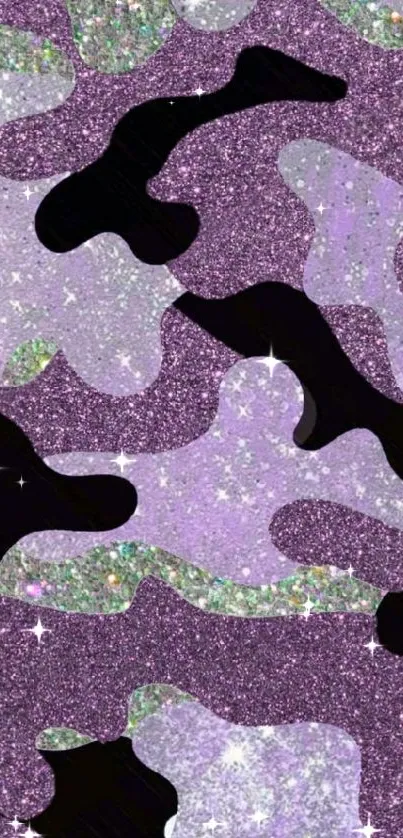Purple glitter camouflage design wallpaper for phones.