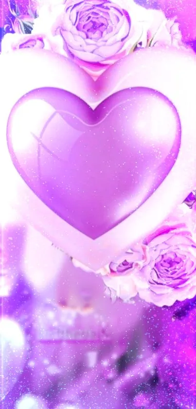 Purple heart surrounded by roses with a vibrant design