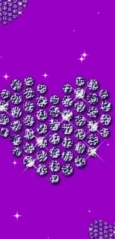 Purple wallpaper with crystal heart design.