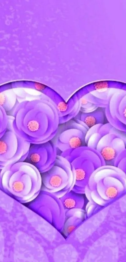 Purple heart floral wallpaper with blossoms.