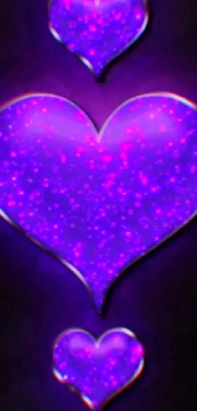 Vibrant purple heart galaxy wallpaper with glowing cosmic effect.
