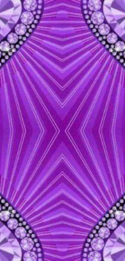 Purple heart gem wallpaper with elegant geometric design.
