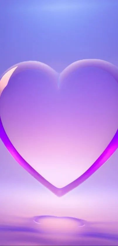 Purple heart-shaped glass on gradient background wallpaper.