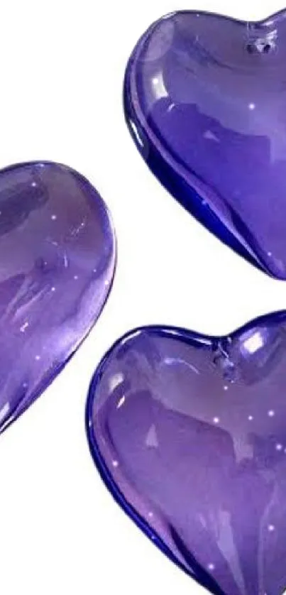 Purple glass hearts mobile wallpaper design.