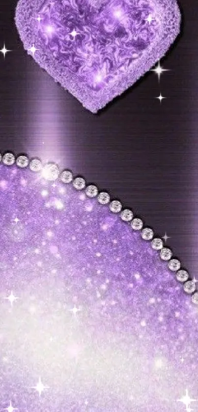 Purple heart glitter wallpaper with elegant design and sparkling details.