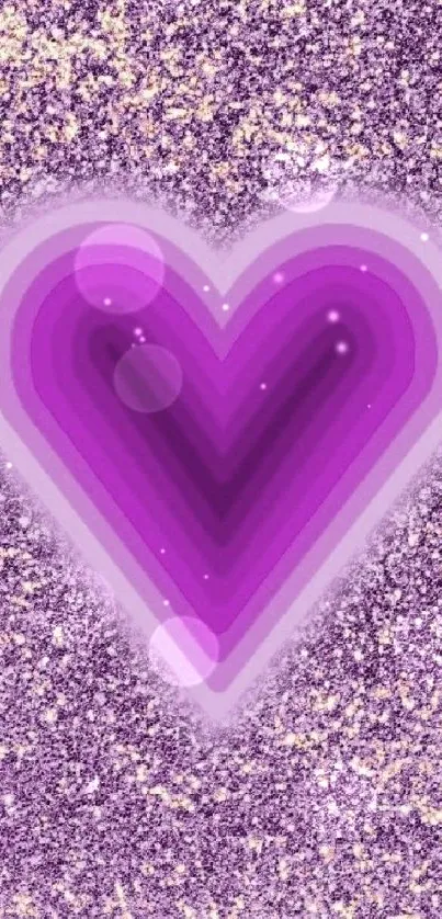 Purple heart with glitter background wallpaper