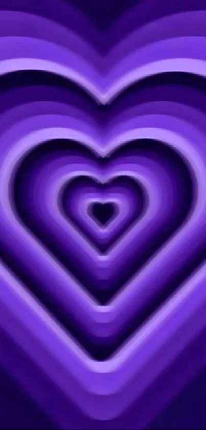 Purple heart illusion wallpaper with layered design.