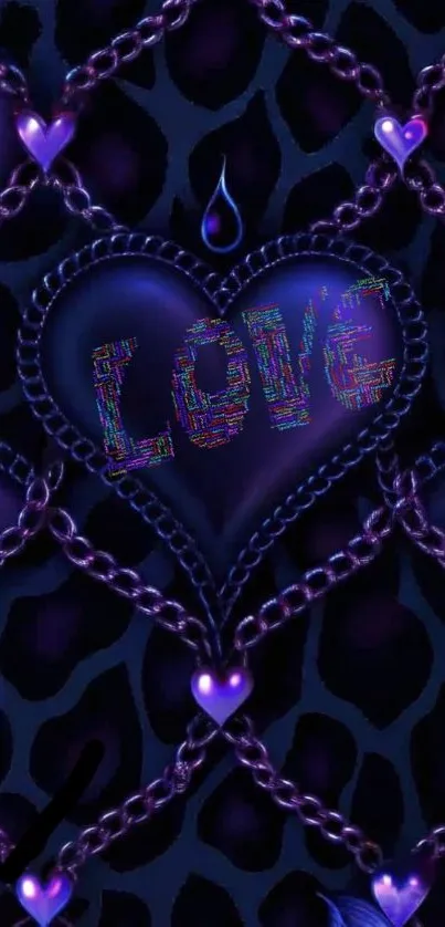 Dark purple heart with love design wallpaper.