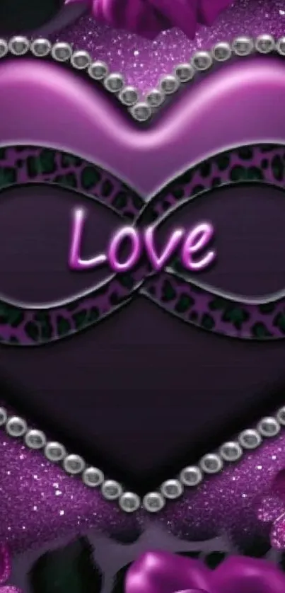 Purple heart wallpaper with love text