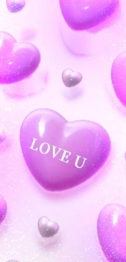 Purple heart wallpaper with Love U text.