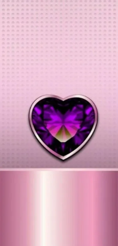 Purple heart on a pink background with elegant design.