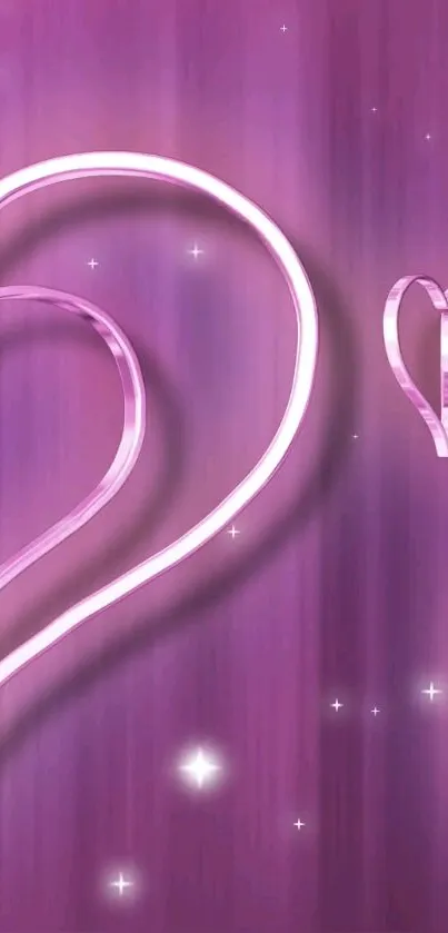 Purple heart neon wallpaper with glowing design and modern aesthetic.