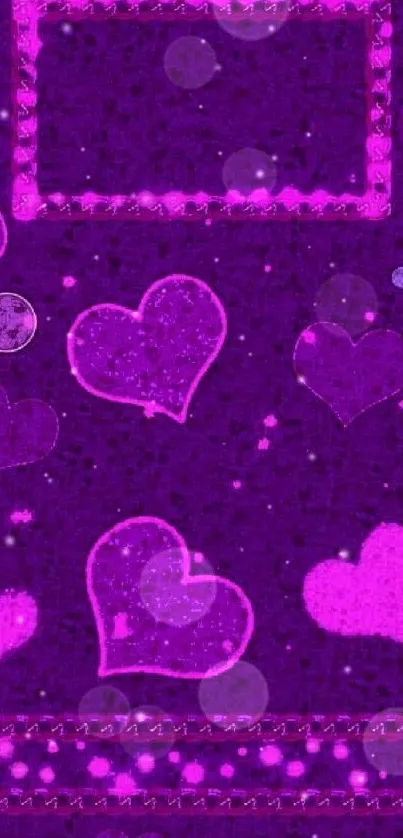 Purple heart pattern wallpaper with romantic design.