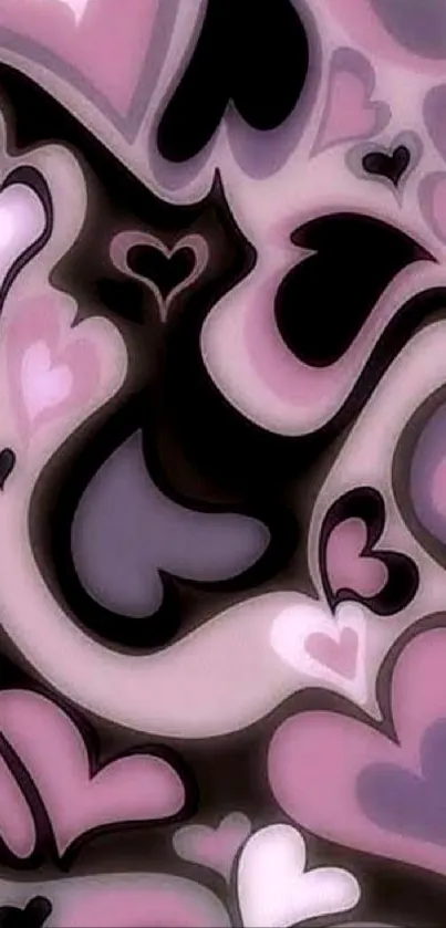 Lavender abstract heart pattern wallpaper for mobile.