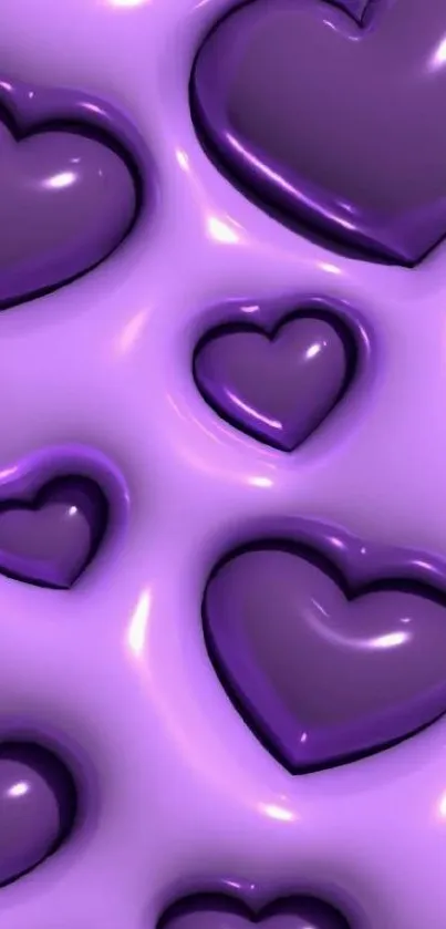 Vibrant purple hearts pattern wallpaper for mobile phone background.