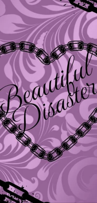 Purple heart design with chain and Beautiful Disaster text