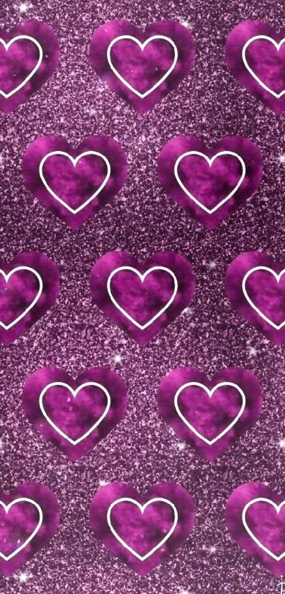 Purple heart glitter wallpaper with sparkle.