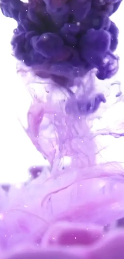 Mobile wallpaper featuring purple ink swirling creatively on a white background.