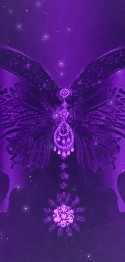 Purple jeweled butterfly design wallpaper.