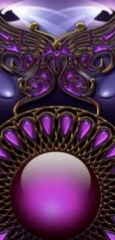 Intricate purple jewel design wallpaper with ornate patterns.