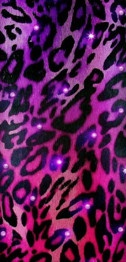 Purple leopard print phone wallpaper with glowing accents.