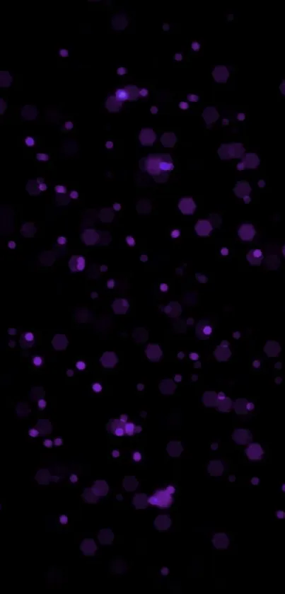 Mobile wallpaper with glowing purple lights on a dark background.