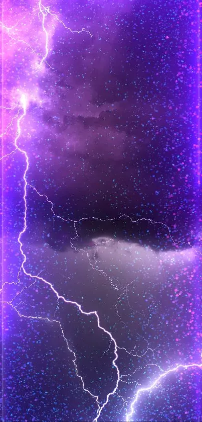 Vibrant purple lightning mobile wallpaper with cosmic glow.