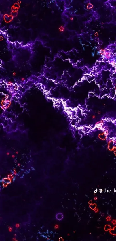 Electrifying purple lightning wallpaper for mobile devices.