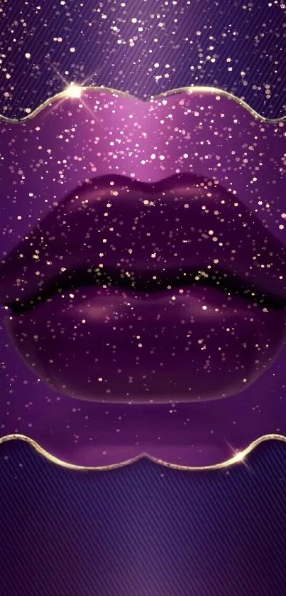 Glamorous purple lips mobile wallpaper design.