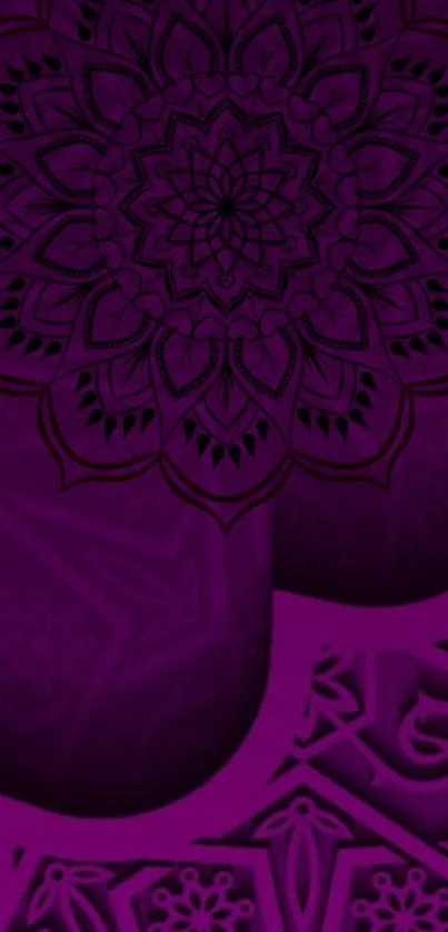 Intricate purple mandala design wallpaper for mobile.